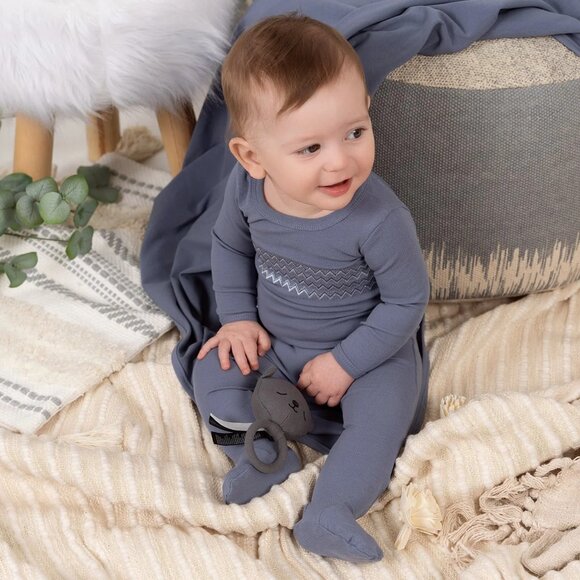 Maniere Child Wave Embroidery Infinity Footie - Picture 1 of 2
